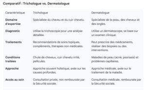 Comparatif : Trichologue vs. Dermatologue